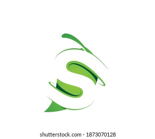 leaf letter s icon logo design template