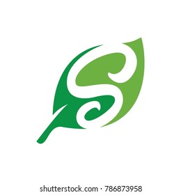 Leaf letter S logo template