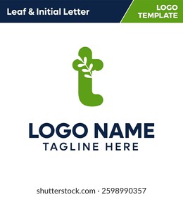 Leaf  Letter T Natural Environment Green Logo Template	