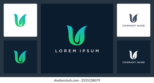Leaf letter V logo and icon