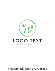 Hoja con la plantilla del logotipo de la letra W, logotipo vector para la identidad empresarial y de la empresa 