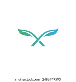 Leaf Letter X Logo Design. Initial X Icon