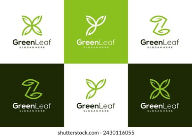 Leaf letter X, Y, Z logo design. Icon template for brand with simple style and memorable shape