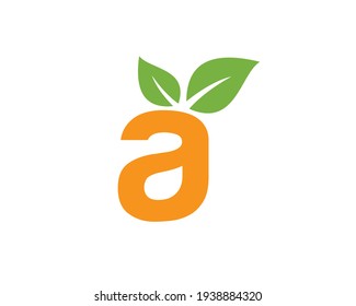 Letras A. Diseño de un logotipo con hojas verdes en una rama. Cartas A con concepto de naturaleza.