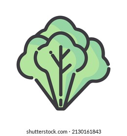 Leaf Lettuce Plant Minimal Flat Color Line Outline Stroke Icon Pictogram Symbol