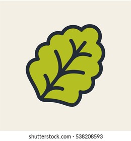 Leaf Lettuce Plant Minimal Flat Color Line Outline Stroke Icon Pictogram Symbol