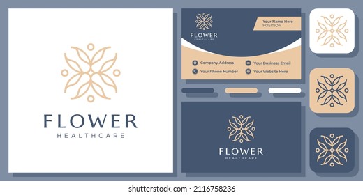 Leaf Life Decoration Elegant Nature Flower Blossom Beauty Vector Logo Design with Business Card