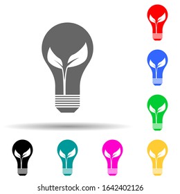 leaf in a light bulb green multi color style icon. Simple glyph, flat vector of greenpeace icons for ui and ux, website or mobile application
