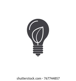 leaf in light bulb icon on white background