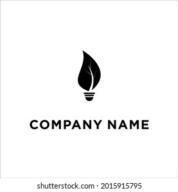 Leaf Light Bulb Lamp Logo Template Stock Vector