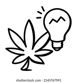 Leaf with light bulb showing the concept of cannabis idea

