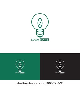 Leaf and lightbulb logo template