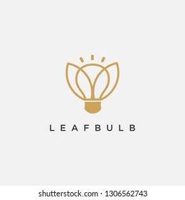 Leaf and lighting bulb logo, creative eco nature technology logo icon vector template on white background