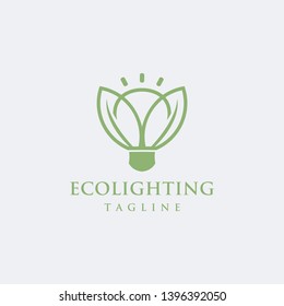 Leaf and lighting bulb logo, creative eco nature technology logo icon vector template on white background