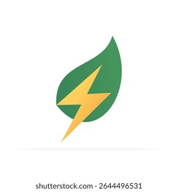 Leaf with Lightning Bolt icon, colored flat vector. Modern and minimalist design