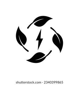 Leaf con diseño de icono de rayo. aislado de fondo blanco. ilustración vectorial