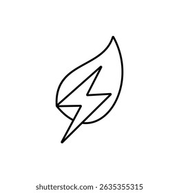 Leaf with Lightning Bolt icon, vector line isolated on white background. trendy and modern design