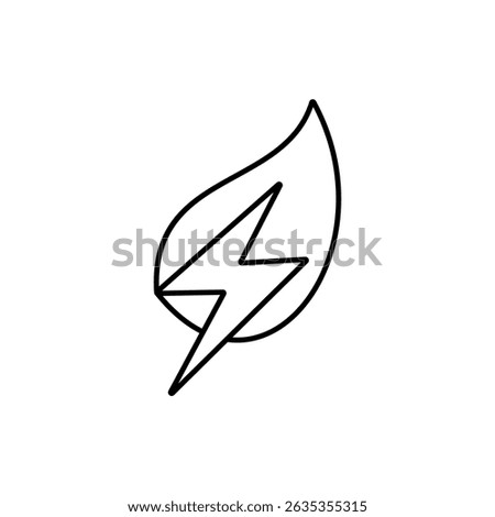 Leaf with Lightning Bolt icon, vector line isolated on white background. trendy and modern design