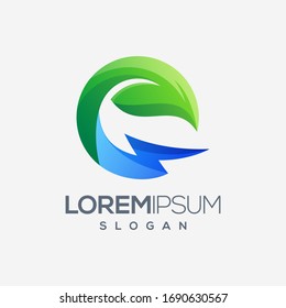 leaf lightning colorful logo design
