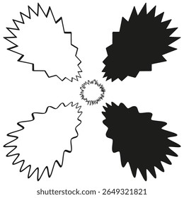 Leaf like shapes. Abstract serrated forms. Botanical cutting elements. Vector organic illustration.
