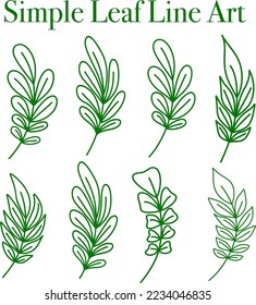 Leaf Line Art for Backgroun Or Decoration. A simple flat vector design.