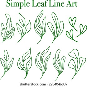 Leaf Line Art for Backgroun Or Decoration. A simple flat vector design.