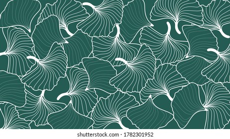 Leaf line art background vector, wallpaper and print, house plant, Vector illustration.