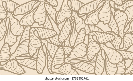 Leaf line art background vector, wallpaper and print, house plant, Vector illustration.