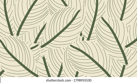 Leaf line art background vector, wallpaper and print, house plant, Vector illustration.