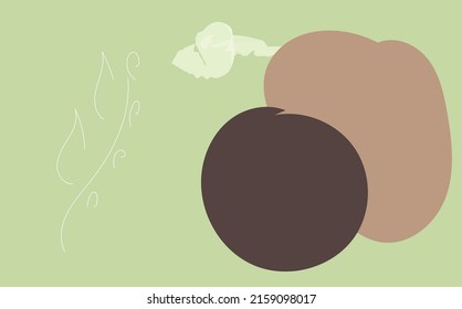 línea de hoja arte ilustración botánica estilo contemporáneo forma marrón redondeada con fondo verde f