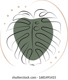 leaf line art with color block for logos, textile,invitation, branding, scrapbooks, packaging, prints, wall art and much more 