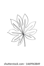 leaf line art. Contour drawing. Minimalism art. Modern decor. Card print. Wall decor