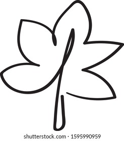  leaf line art. Contour drawing. Minimalism art. vector