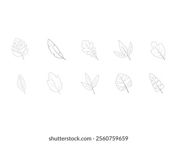 Leaf Line Art Doodle Set