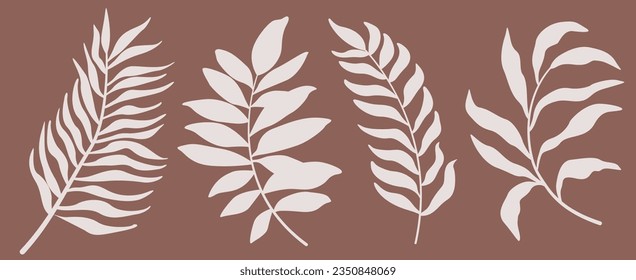 leaf line art drawing with abstract shape. Abstract Plant Art design for print