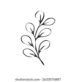 Leaf Line Art Hand Drawn Vector Illustration
