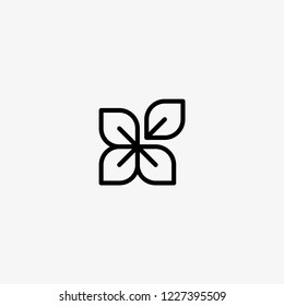 LEAF. Line art icon design with black color. Vector outline symbol of nature in thin line.