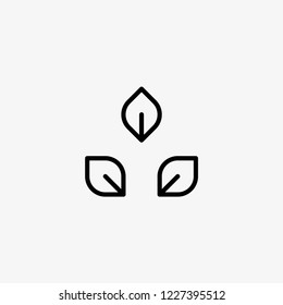 LEAF. Line art icon design with black color. Vector outline symbol of nature in thin line.