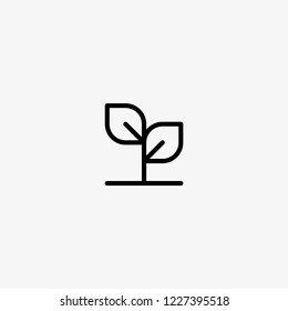 LEAF. Line art icon design with black color. Vector outline symbol of nature in thin line.