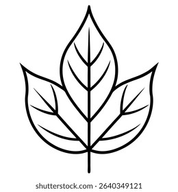 Leaf line art icon on white background.