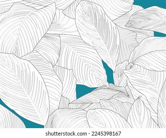 ilustración de línea de hoja en blanco y negro