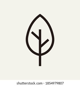 leaf with line art logo design vector