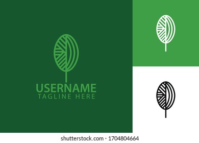 leaf line art logo vector concept 