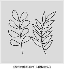 Leaf line black color design background gray color illustration wallpaper
