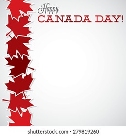 Leaf line Canada Day card in vector format.