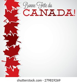 Leaf line Canada Day card in vector format.