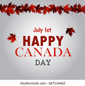 Leaf line Canada Day card in vector format.
