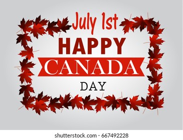 Leaf line Canada Day card in vector