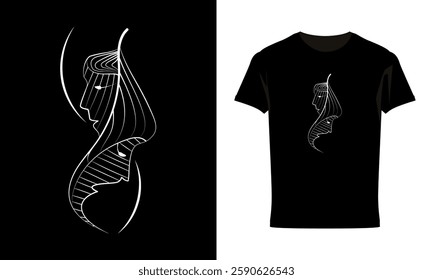 Leaf Line Drawing Vector Art, Icons, and Graphics T-shirt Design, Creative line drawing art T-shirt Design