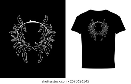 Leaf Line Drawing Vector Art, Icons, and Graphics T-shirt Design, Creative line drawing art T-shirt Design